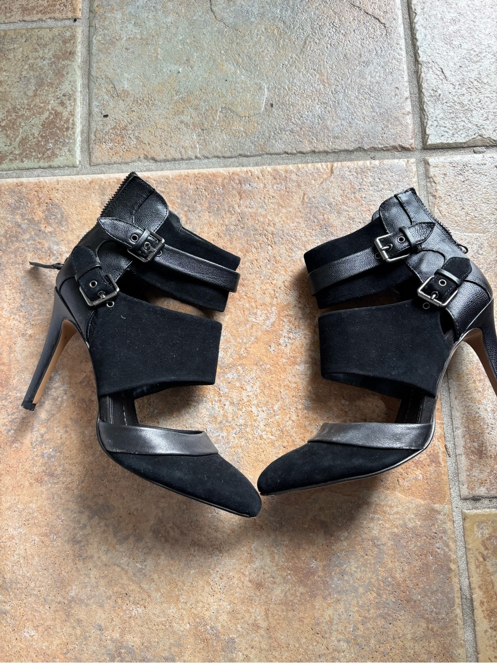 Dolce Vita Black Suede Strappy Pointed-Toe Heels